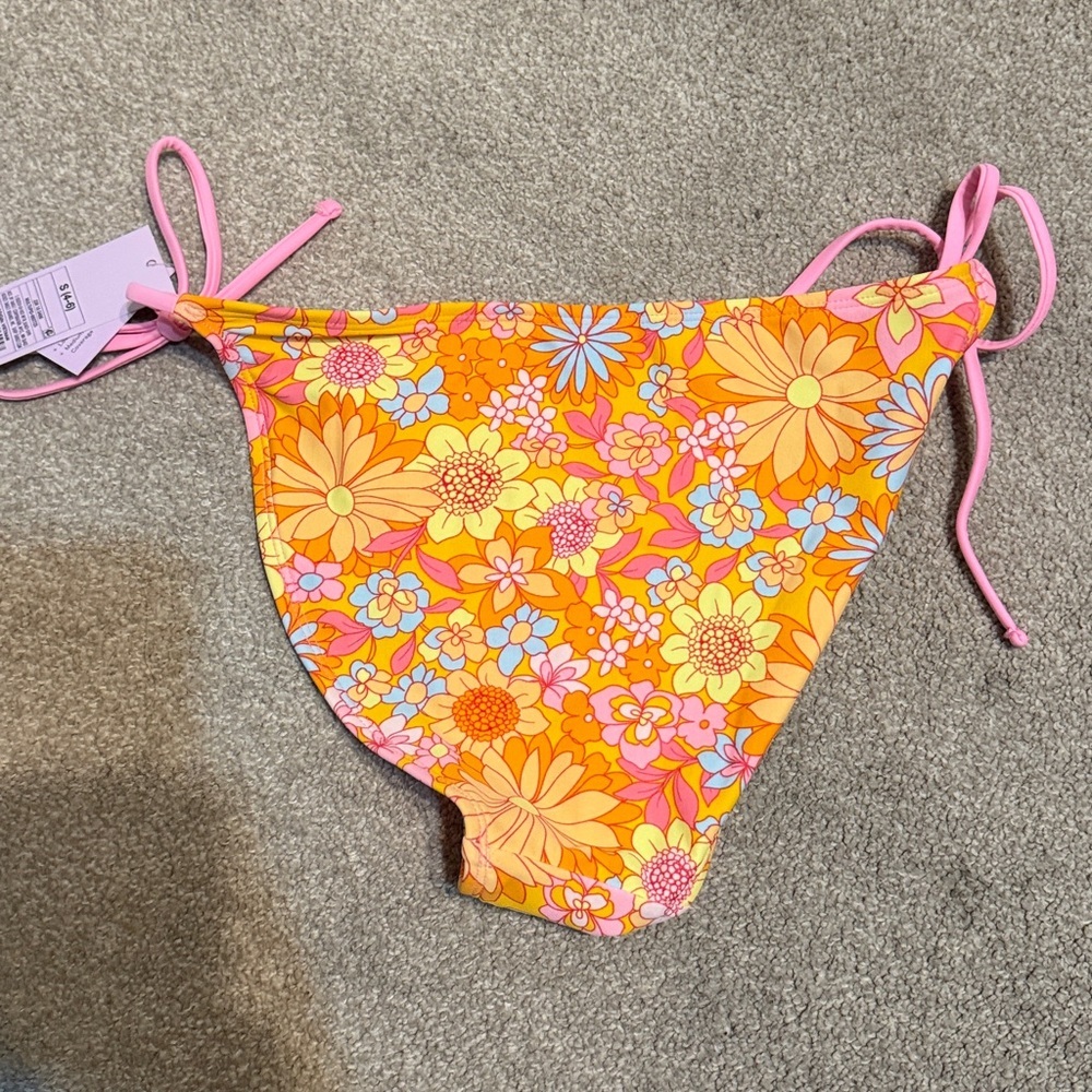 Wild Fable Pink Floral String Side Tie Swim Bikini Bottoms Size S - Picture 4 of 6